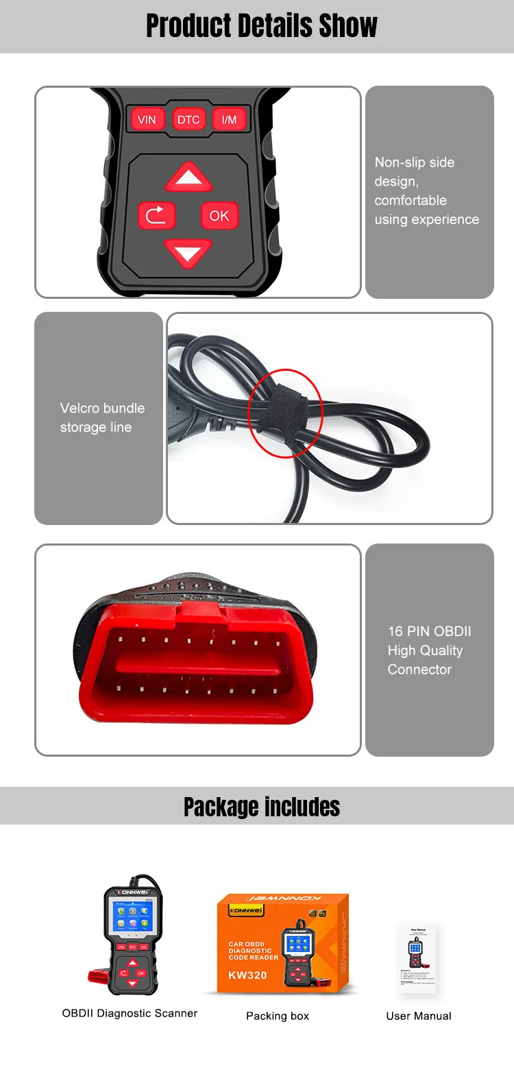 KONNWEI KW320 ELM327 Electric Vehicle Scanner Code Reader for Cars ABS Engine Analyzer for Diagnostic Repair
KONNWEI KW320 ELM327 Electric Vehicle Scanner Code Reader for Cars ABS Engine Analyzer for Diagnostic Repair