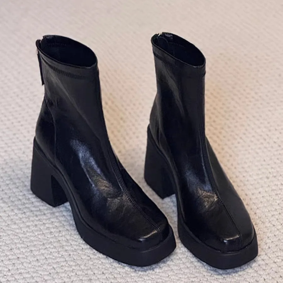 Ботильоны на толстой подошве 2025 Весна-Осень, на высоком каблуке, с квадратным носком, женские
Ботильоны на толстой подошве 2025 Весна-Осень, на высоком каблуке, с квадратным носком, женские