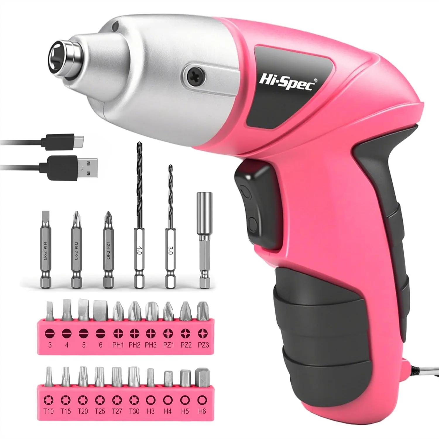 Mini Electric Screwdriver, Rechargeable 3.6V Cordless with 26 Bits for Small Projects & Home Use, Pink
Mini Electric Screwdriver, Rechargeable 3.6V Cordless with 26 Bits for Small Projects & Home Use, Pink