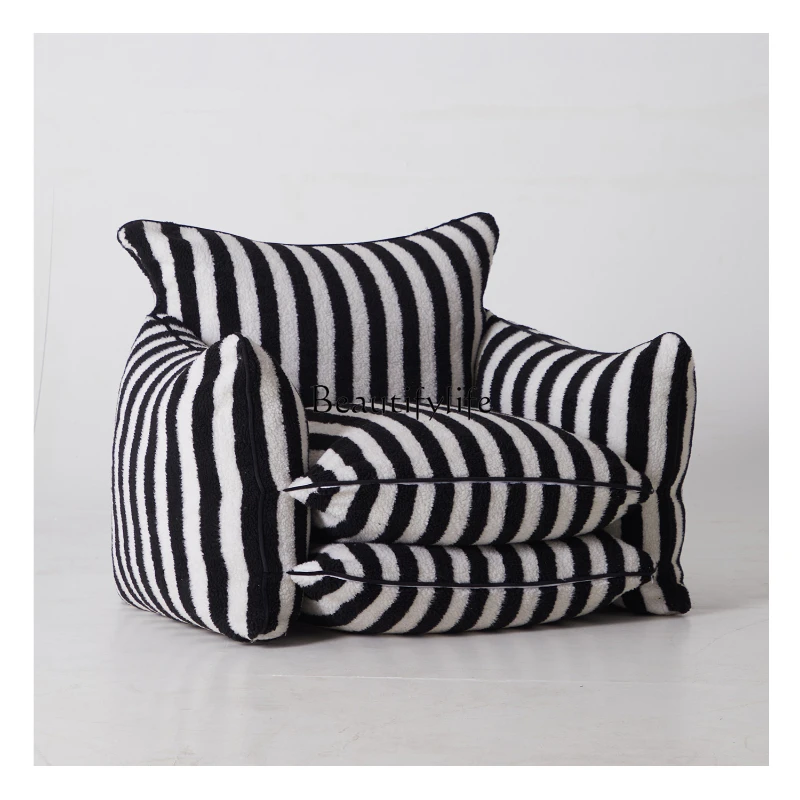 Lazy Sofa Lambswool Black and White Striped Light Luxury Living Room Single Small Sofa Reclining
Lazy Sofa Lambswool Black and White Striped Light Luxury Living Room Single Small Sofa Reclining