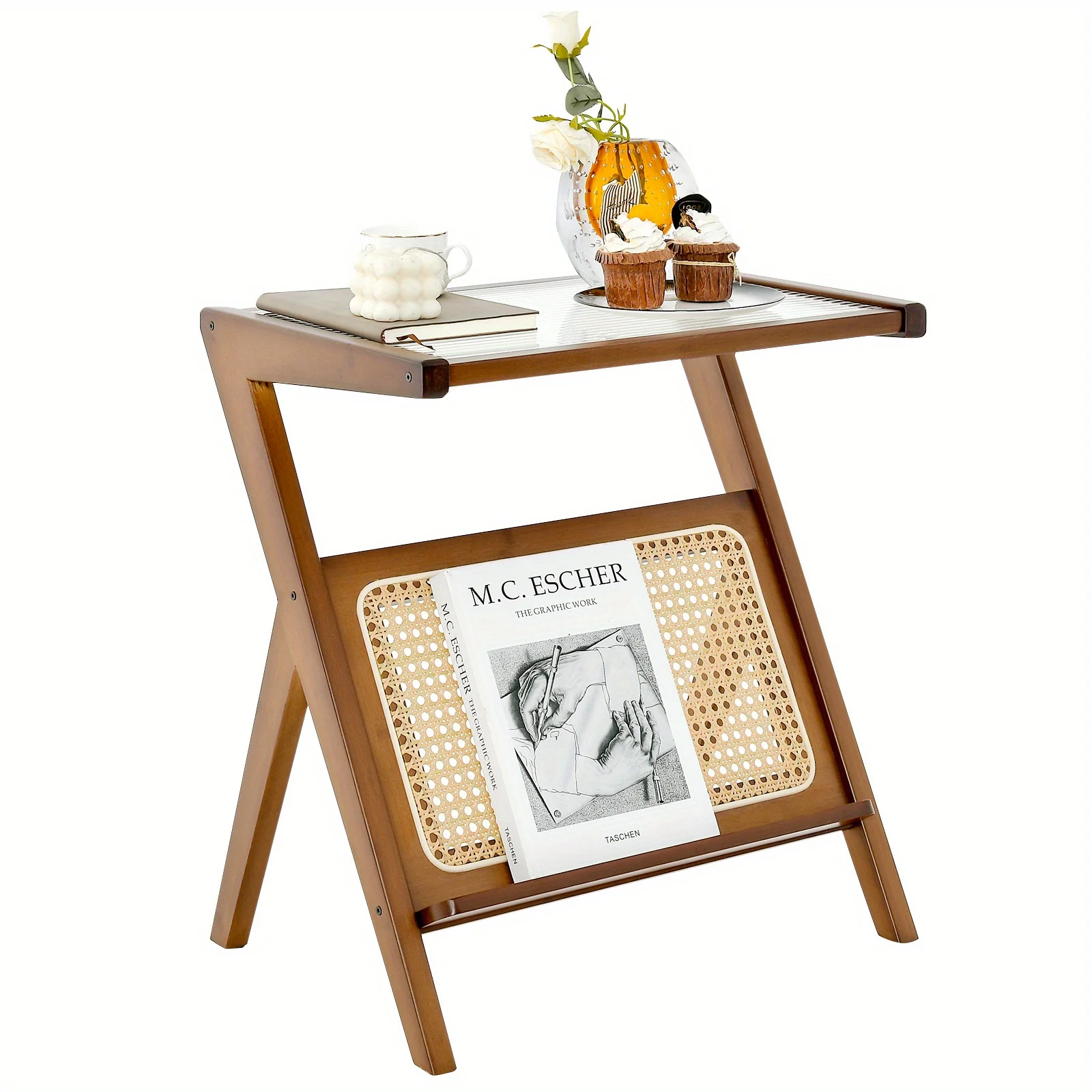 Rattan Side Table Bamboo Accent Bedside Table w/Tempered Glass Top Walnut, 1 Piece
Rattan Side Table Bamboo Accent Bedside Table w/Tempered Glass Top Walnut, 1 Piece