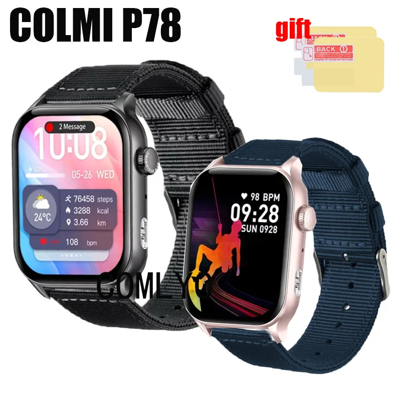 3в1 для COLMI P78, умный ремешок для часов, нейлоновый Canva, женский и мужской ремень, защитная пленка для экрана
3в1 для COLMI P78, умный ремешок для часов, нейлоновый Canva, женский и мужской ремень, защитная пленка для экрана