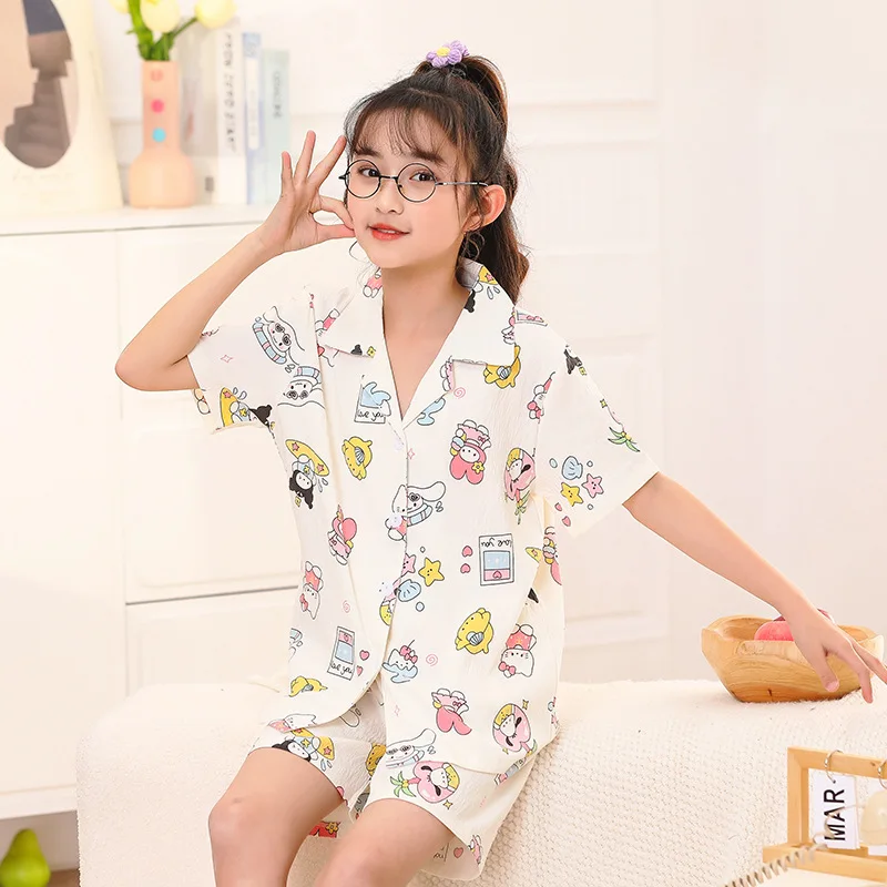 Miniso Sanrio Hello Kitty Cinnamoroll Kuromi My Melody Anime Children's Clothing Set Cartoon Girl Cardigan Short Sleeve Clothes
Miniso Sanrio Hello Kitty Cinnamoroll Kuromi My Melody Anime Children's Clothing Set Cartoon Girl Cardigan Short Sleeve Clothes