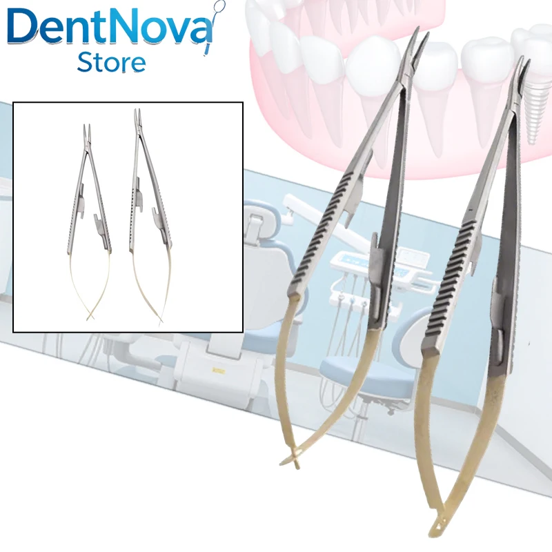 Dental Orthodontic Castroviejo Needle Holder Titanium Alloy Gold Handle Implant Dentistry Material Surgical Tool
Dental Orthodontic Castroviejo Needle Holder Titanium Alloy Gold Handle Implant Dentistry Material Surgical Tool
