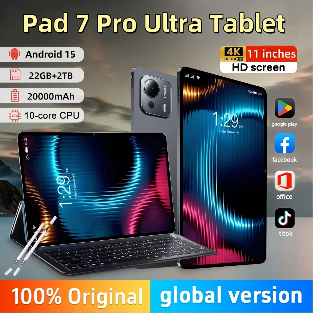 Pad 7 Pro Ultra Tablet Global Language Android 15 22GB+2048GB Snapdragon 8Gen3 Tablette PC 11inch HD Screen First Latest 5G WiFi
Pad 7 Pro Ultra Tablet Global Language Android 15 22GB+2048GB Snapdragon 8Gen3 Tablette PC 11inch HD Screen First Latest 5G WiFi