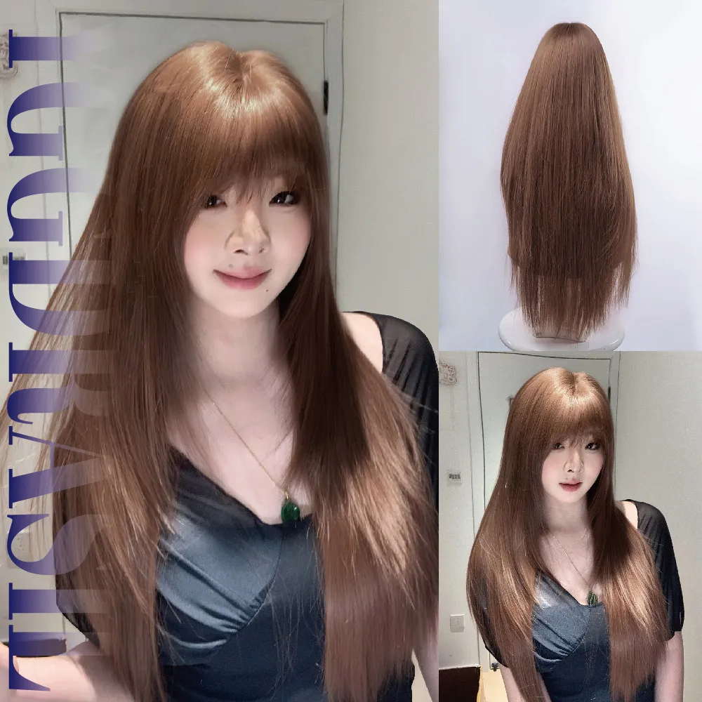 28Inch Honey Beige Brown Kawaii Style Fashion Synthetic Wigs with Bangs Long Straight Hair Wig For Women Party Heat Resistant
28Inch Honey Beige Brown Kawaii Style Fashion Synthetic Wigs with Bangs Long Straight Hair Wig For Women Party Heat Resistant