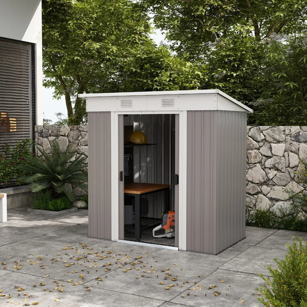 6' x 4' Metal Outdoor Storage Tool Garden Shed w/ 2 Air Vents for Backyard
6' x 4' Metal Outdoor Storage Tool Garden Shed w/ 2 Air Vents for Backyard