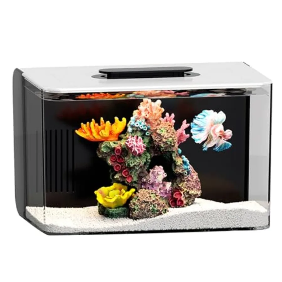 Small aquarium starter kit for betta, shrimp, guppy, angelfish: 2.5-gallon nano tank with hidden filtration, self-cleaning func
Small aquarium starter kit for betta, shrimp, guppy, angelfish: 2.5-gallon nano tank with hidden filtration, self-cleaning func