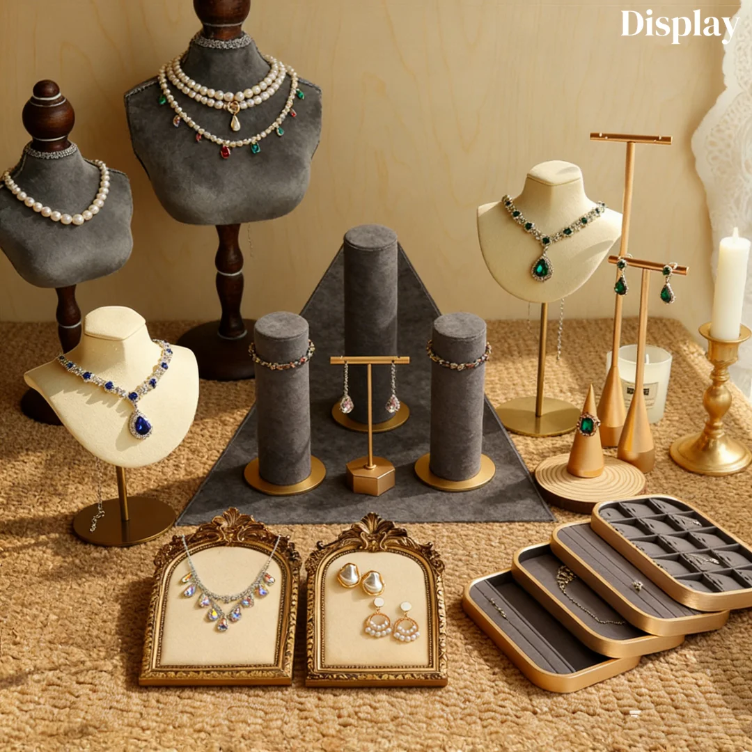 Gray Jewelry Display Stand with Portrait Bust Model, Metal-Rimmed Display Trays for Bracelet & Ring, Photo Props and Shop Organi
Gray Jewelry Display Stand with Portrait Bust Model, Metal-Rimmed Display Trays for Bracelet & Ring, Photo Props and Shop Organi