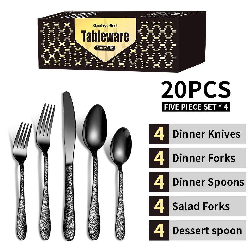Stainless Steel Cutlery Set Color Water Cube Western Knife Fork Spoon 20 Pieces Steak Family Cutlery
Stainless Steel Cutlery Set Color Water Cube Western Knife Fork Spoon 20 Pieces Steak Family Cutlery