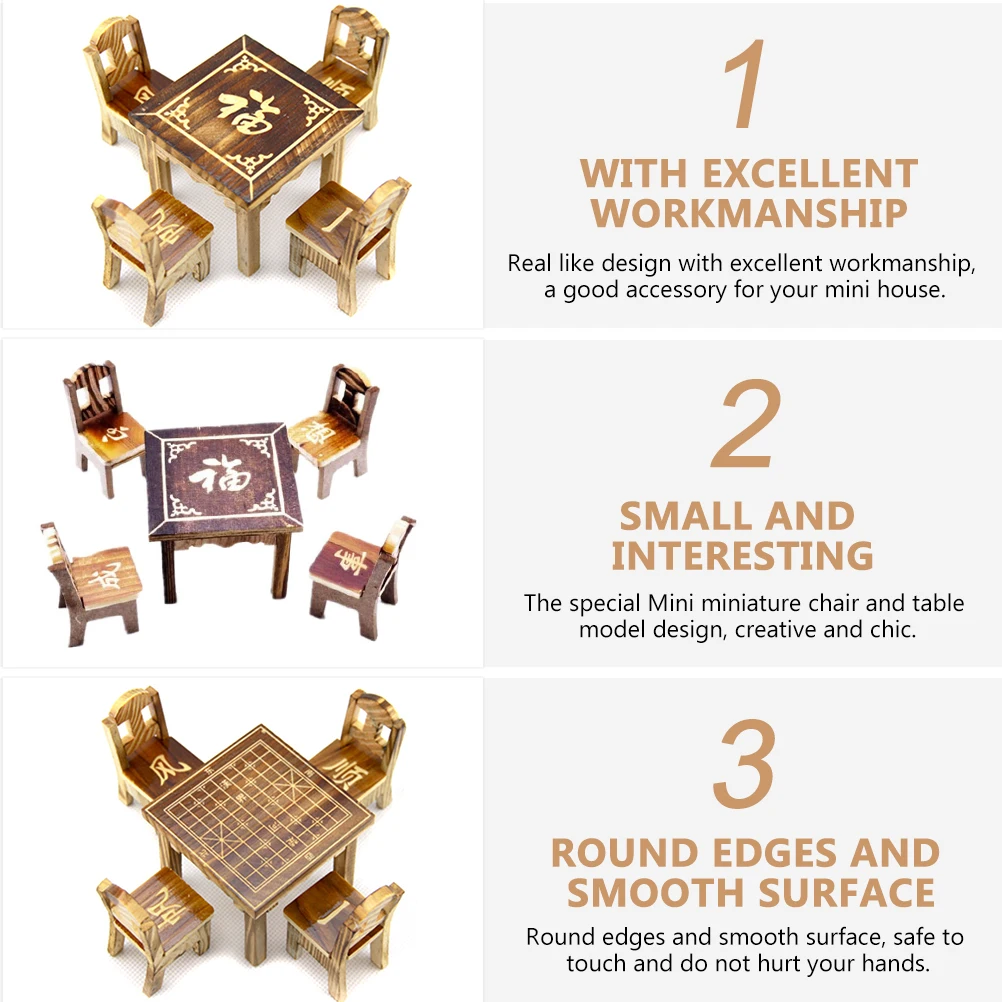 Mini Chinese Style Table Chair Set Playhouse Decor Wooden Dollhouse Furniture Kids Educational Toy Model Creative Home
Mini Chinese Style Table Chair Set Playhouse Decor Wooden Dollhouse Furniture Kids Educational Toy Model Creative Home