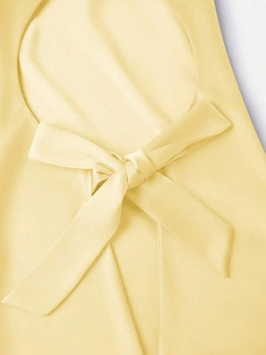 Womens Halter Neck Sleeveless Satin Tank Top With Bow Back Detail Summer Solid Color
Womens Halter Neck Sleeveless Satin Tank Top With Bow Back Detail Summer Solid Color