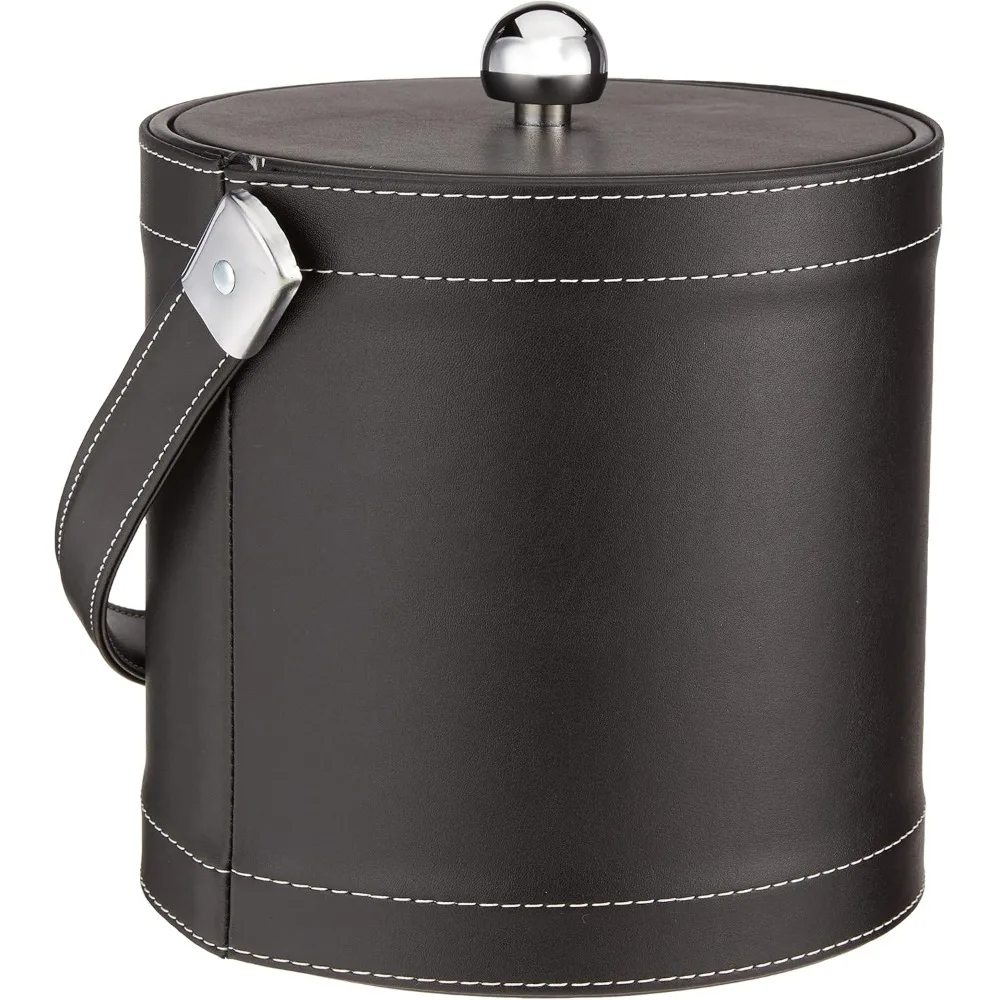 Black Three Quart Ice Bucket with Stitched Handle Fabric Lid and Chrome Ball Knob
Black Three Quart Ice Bucket with Stitched Handle Fabric Lid and Chrome Ball Knob