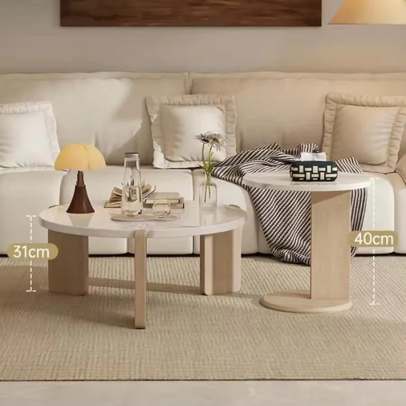 Nested coffee table set with sintered stone countertops and wooden base
Nested coffee table set with sintered stone countertops and wooden base