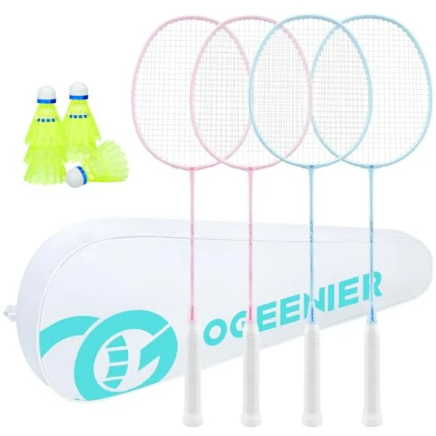Badminton Rackets Set of 4, Beginner Lightweight Aluminum Badminton Racquet Set for Outdoor Backyard Games
Badminton Rackets Set of 4, Beginner Lightweight Aluminum Badminton Racquet Set for Outdoor Backyard Games