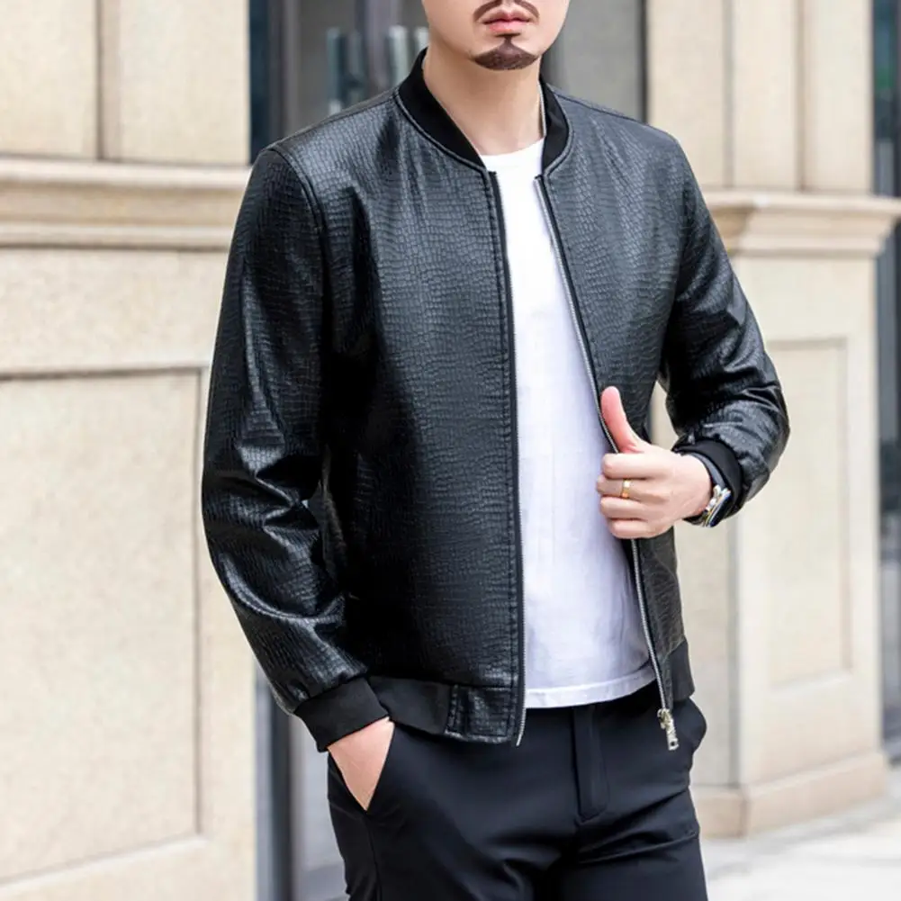 Men Jacket Coat Fashion Vintage Crack Stand Collar Long Sleeve Faux Leather Zipper Ribbed Cuff Jacket Streetwear Men Outerwear
Men Jacket Coat Fashion Vintage Crack Stand Collar Long Sleeve Faux Leather Zipper Ribbed Cuff Jacket Streetwear Men Outerwear