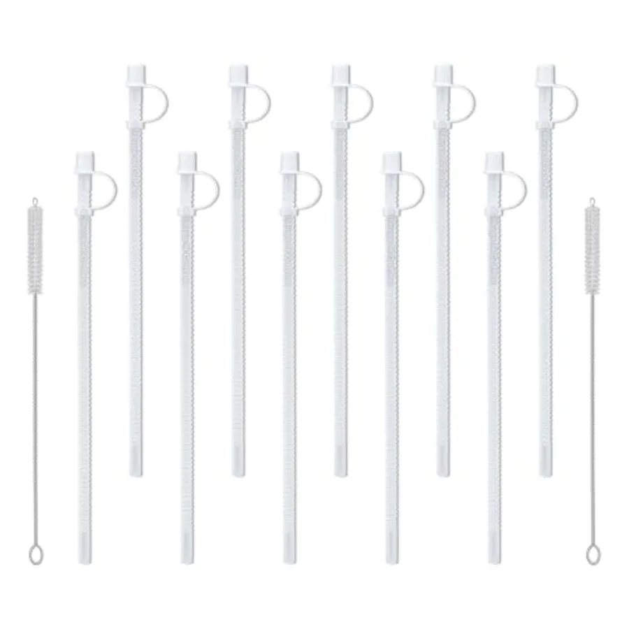 13" Flexible Corrugated Straws with Caps 10-Pack with 2 Cleaning Brushes BPA-Free Reusable Drinking Straws for 64 oz Travel Mug
13" Flexible Corrugated Straws with Caps 10-Pack with 2 Cleaning Brushes BPA-Free Reusable Drinking Straws for 64 oz Travel Mug
