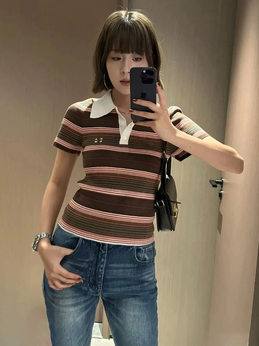 Lotti High-Defn Spring Summer New Sle Gate Color Blo Stripe Collar ort Sve T-irt Women's Top
Lotti High-Defn Spring Summer New Sle Gate Color Blo Stripe Collar ort Sve T-irt Women's Top