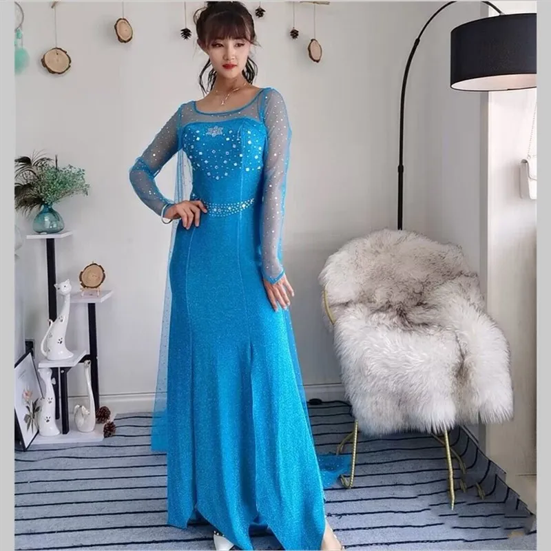 Elsa Princess Dress Queen Costume Adult Transformation Long Gown Halloween Performance Clothing Stage Ethnic Women's Wear
Elsa Princess Dress Queen Costume Adult Transformation Long Gown Halloween Performance Clothing Stage Ethnic Women's Wear