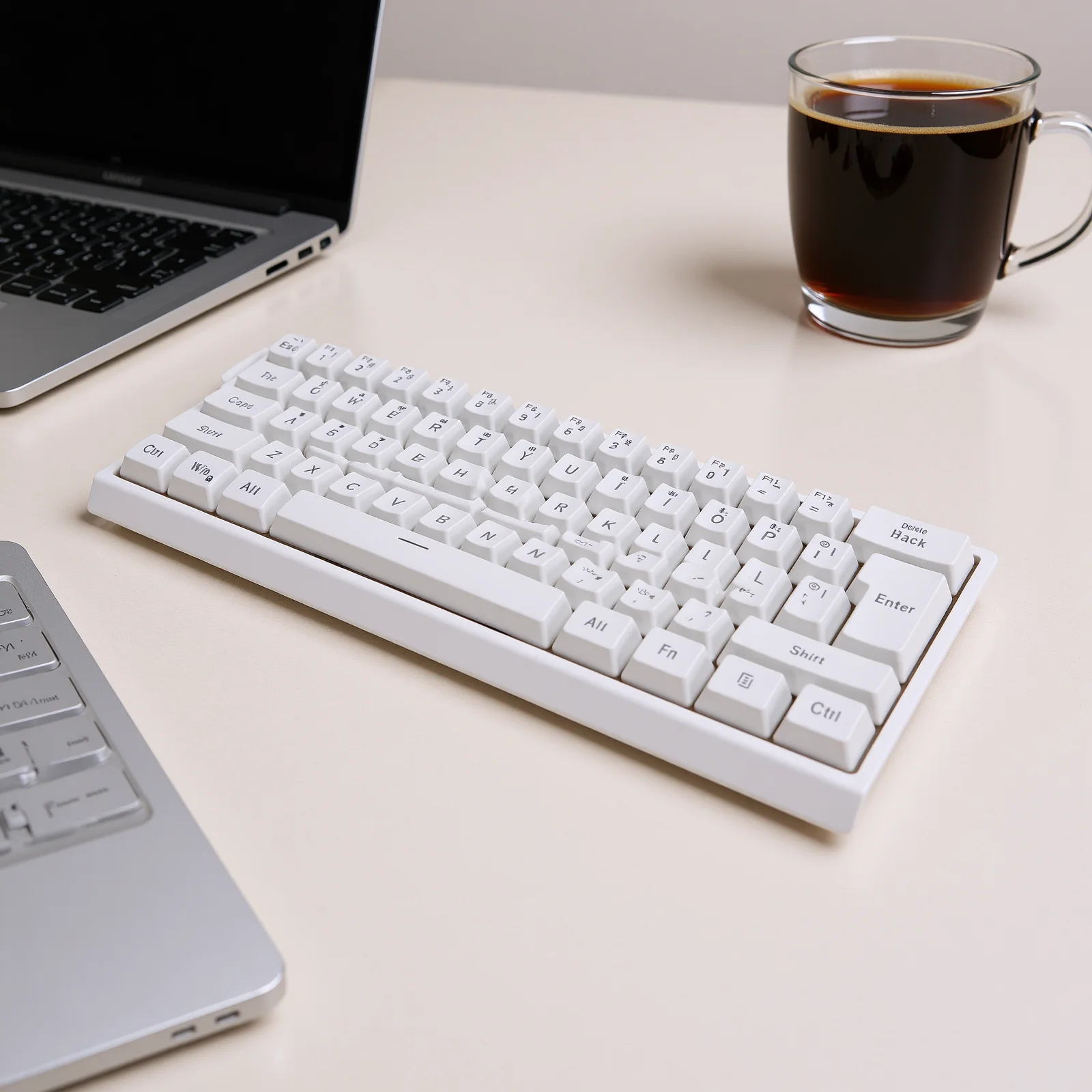 Tri-Mode Wireless Keyboard 61 Keys Bluetooth 2.4G Wired RGB Lighting Gaming Keyboard with Hanging Rope