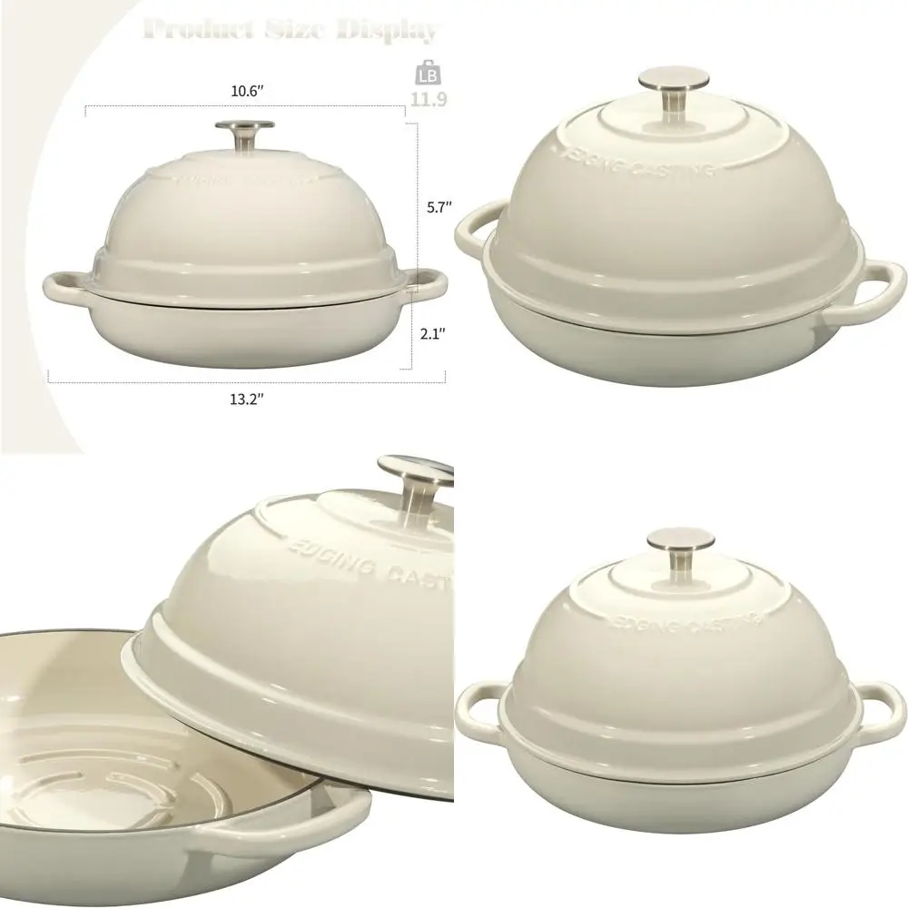 Белая круглая эмалированная чугунная кастрюля-духовка на 6 кварт с крышкой для выпечки хлеба на закваске
Белая круглая эмалированная чугунная кастрюля-духовка на 6 кварт с крышкой для выпечки хлеба на закваске