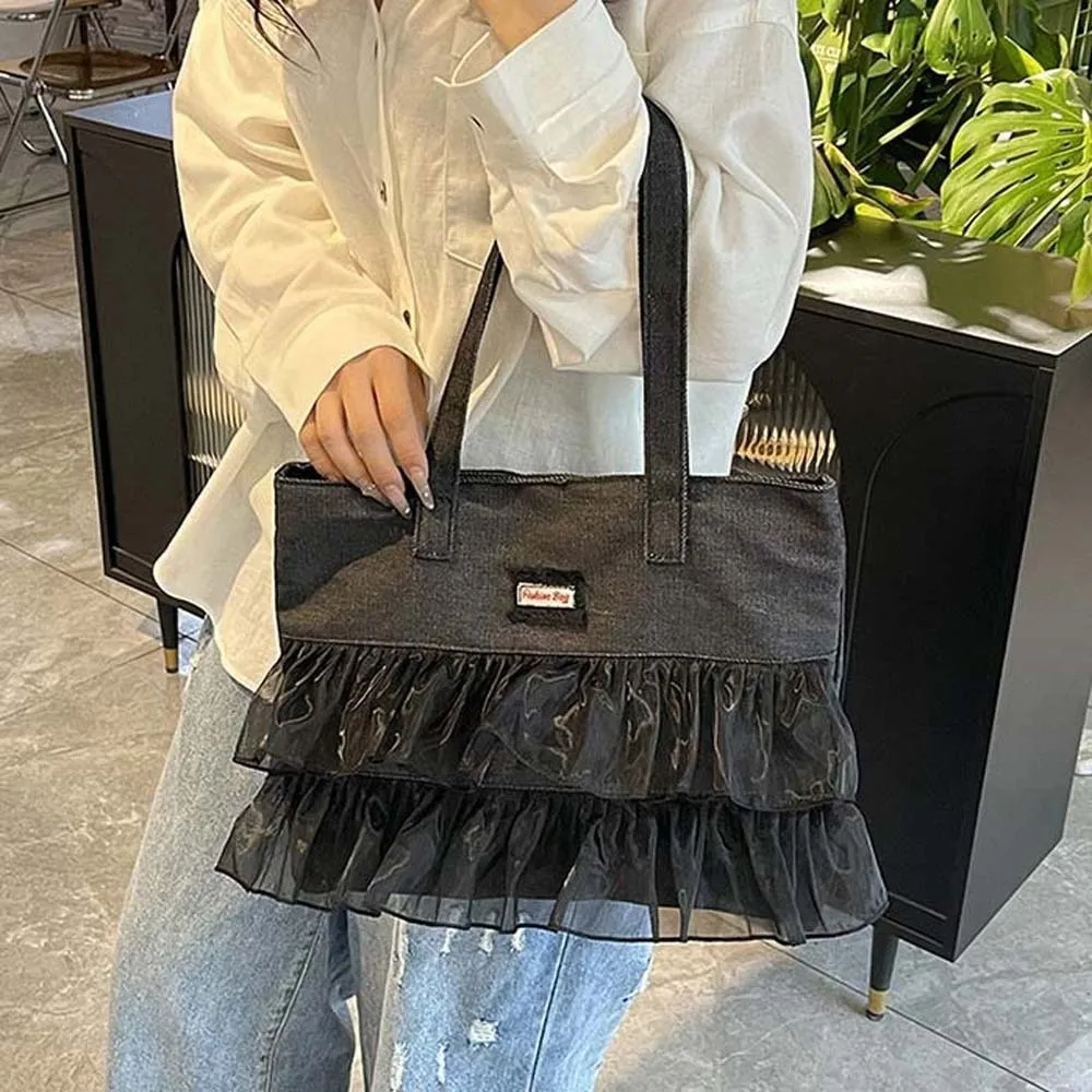 Модная портативная джинсовая синяя сумка-тоут в корейском стиле, большая вместительная джинсовая кружевная сумка, черная универсальная женская сумка подмышками
Модная портативная джинсовая синяя сумка-тоут в корейском стиле, большая вместительная джинсовая кружевная сумка, черная универсальная женская сумка подмышками