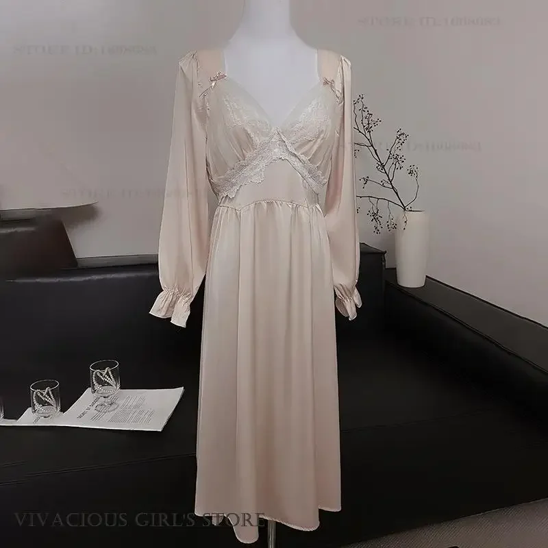 French Long Nightgown Sleepwear Retro Palace Style Princess Night Dress Loungewear New Loose Casual Satin Homewear Lingerie
French Long Nightgown Sleepwear Retro Palace Style Princess Night Dress Loungewear New Loose Casual Satin Homewear Lingerie