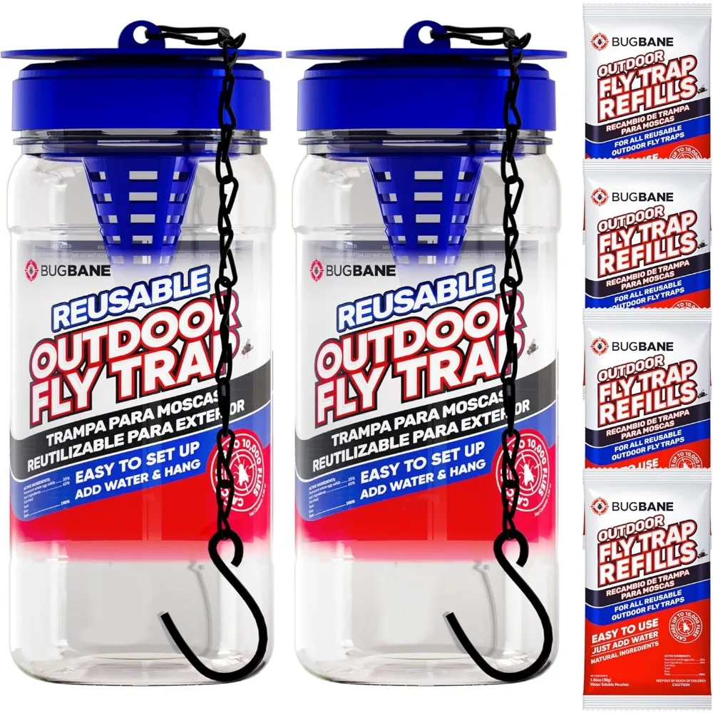 Reusable Outdoor Fly Trap with 4 Dissolvable Non-Toxic Bait Refills for Yard Patio Bug Control
Reusable Outdoor Fly Trap with 4 Dissolvable Non-Toxic Bait Refills for Yard Patio Bug Control