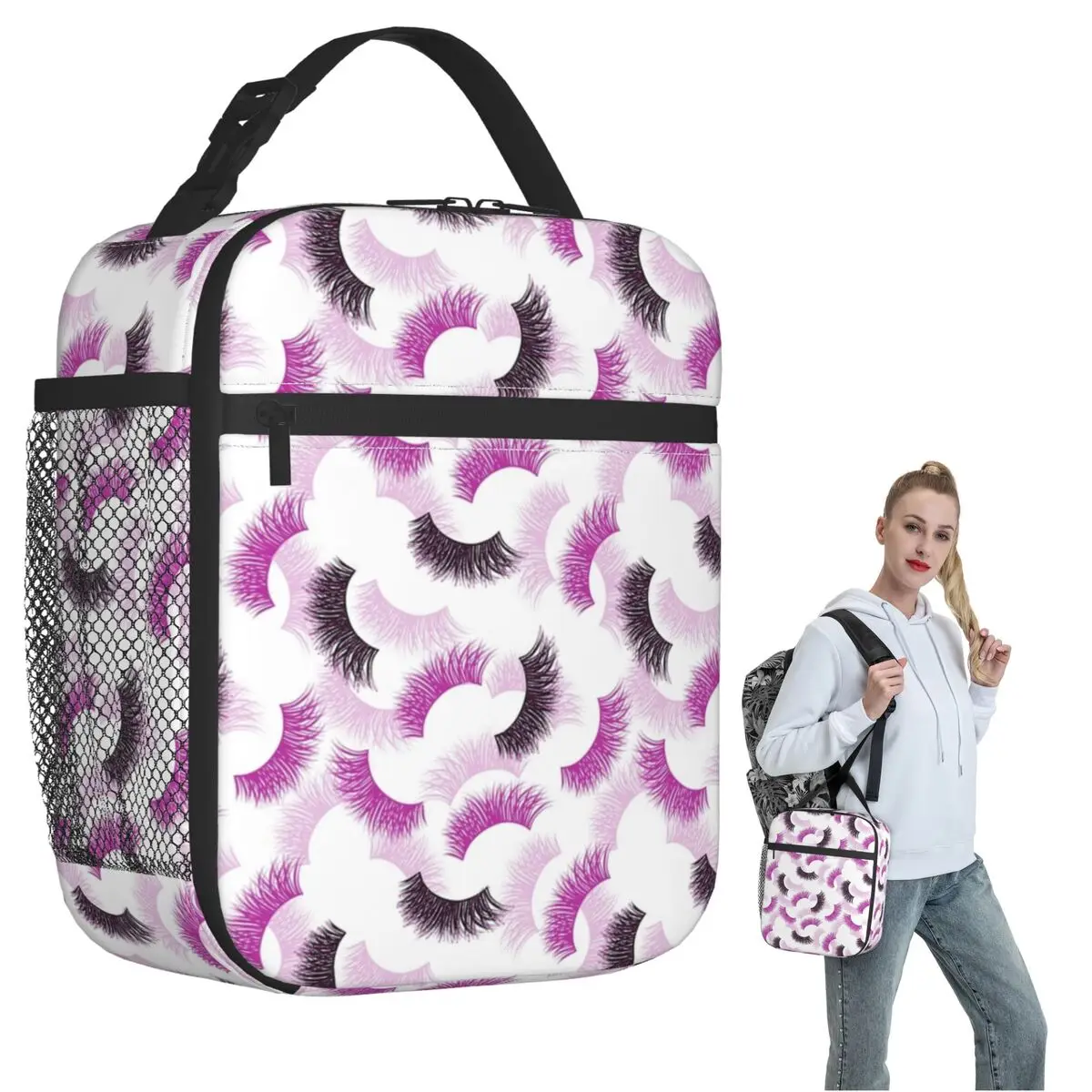 Eyelash Lashes Pattern Insulated Lunch Bag for Women Kids Leakproof Food Boxes Thermal Lunch Box Tote
Eyelash Lashes Pattern Insulated Lunch Bag for Women Kids Leakproof Food Boxes Thermal Lunch Box Tote