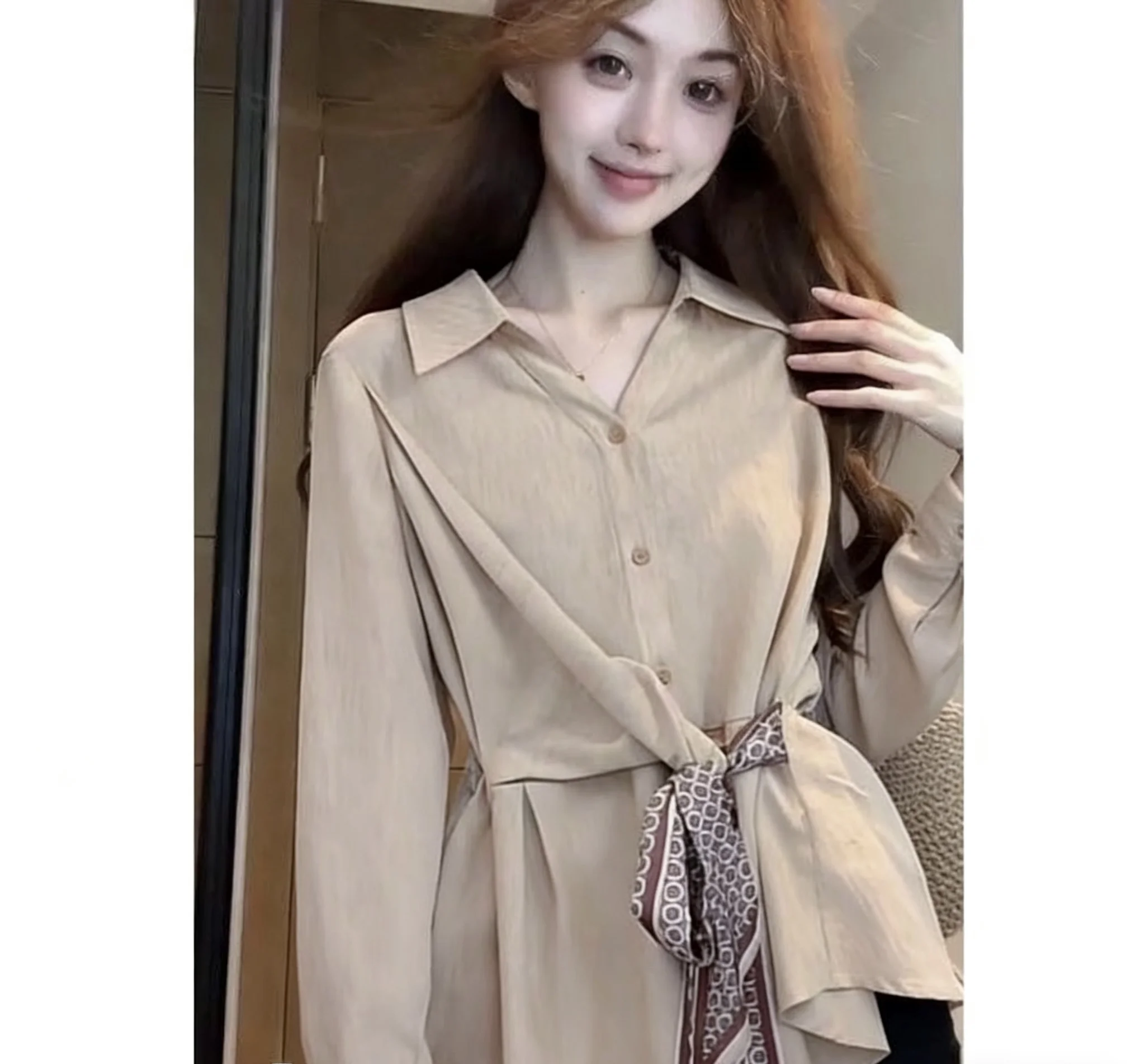 Элегантная женская рубашка с длинным рукавом, пояс-шарф для талии, утягивающий пояс, универсальный топ, рубашка для повседневной носки, полиэстеровая ткань
Элегантная женская рубашка с длинным рукавом, пояс-шарф для талии, утягивающий пояс, универсальный топ, рубашка для повседневной носки, полиэстеровая ткань