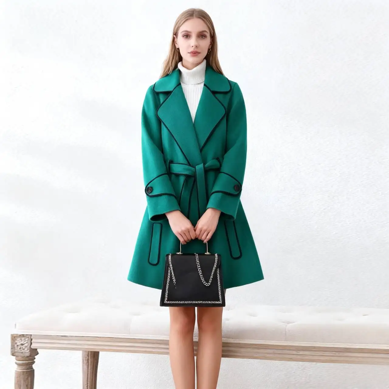 Wool Blend Coats Womens Woolen Coat Green Autumn Flannel Herringbone Drawstring Button-Up Double-Layer Elastic Waist Pleated Ins
Wool Blend Coats Womens Woolen Coat Green Autumn Flannel Herringbone Drawstring Button-Up Double-Layer Elastic Waist Pleated Ins