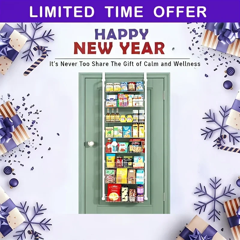 2-8 Tier Door-Mounted Storage Shelves - Black And White Metal Spice Racks, Food Storage Racks, Door-Mounted Food Pantry Organizers, Multi-Functional Door-Mounted Storage Organizers Suitable for Kitchens, Laundry Rooms, And Bathrooms
2-8 Tier Door-Mounted Storage Shelves - Black And White Metal Spice Racks, Food Storage Racks, Door-Mounted Food Pantry Organizers, Multi-Functional Door-Mounted Storage Organizers Suitable for Kitchens, Laundry Rooms, And Bathrooms