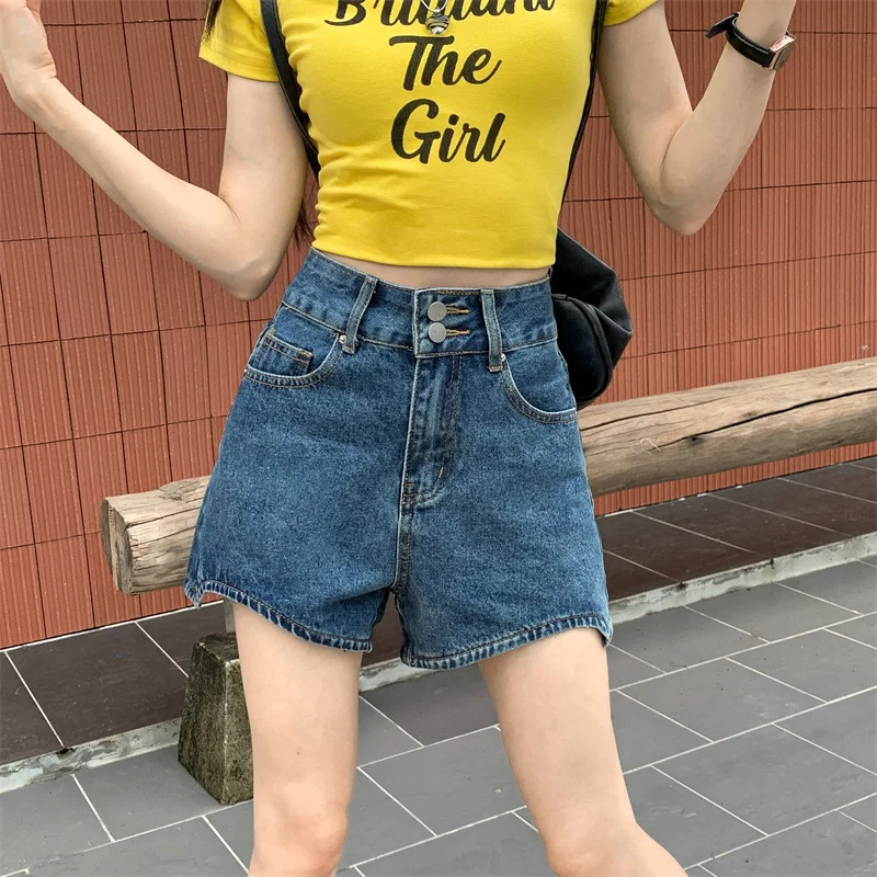 2025 Trend Women's Y2K Jeans High Waist Blue Denim Shorts 2 Button Straight Leg Sexy Hot Pants Streetwear
2025 Trend Women's Y2K Jeans High Waist Blue Denim Shorts 2 Button Straight Leg Sexy Hot Pants Streetwear