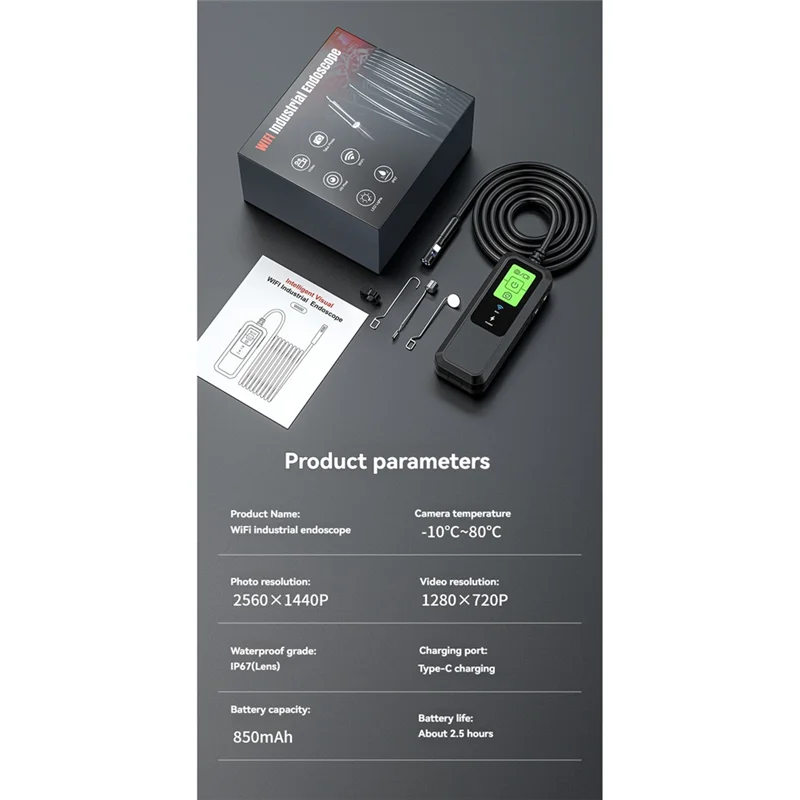 ABBP-8Mm 1440P Dual Lens Wi-Fi Video Endoscope Inspection Camera For Automobile Machinery Detection
ABBP-8Mm 1440P Dual Lens Wi-Fi Video Endoscope Inspection Camera For Automobile Machinery Detection