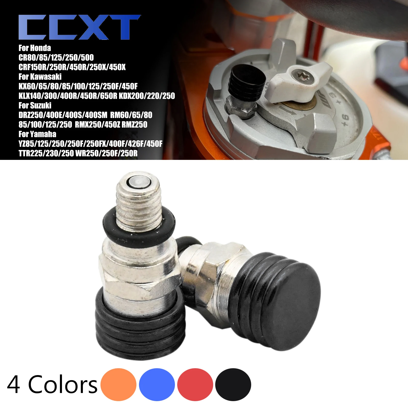 M5x0.8 Aluminum Fork Air Bleeder Valve For Kawasaki KX125 KX250 KX250F KX450F KLX140 KLX300 KX80 KX85 KX100 Honda Yamaha Suzuki
M5x0.8 Aluminum Fork Air Bleeder Valve For Kawasaki KX125 KX250 KX250F KX450F KLX140 KLX300 KX80 KX85 KX100 Honda Yamaha Suzuki