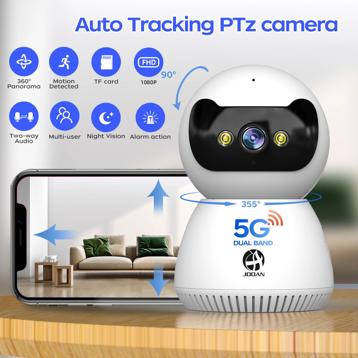 JOOAN 1080P 5G WiFi Smart Home Security Camera Night Vision Auto Tracking Security Baby Monitor
JOOAN 1080P 5G WiFi Smart Home Security Camera Night Vision Auto Tracking Security Baby Monitor