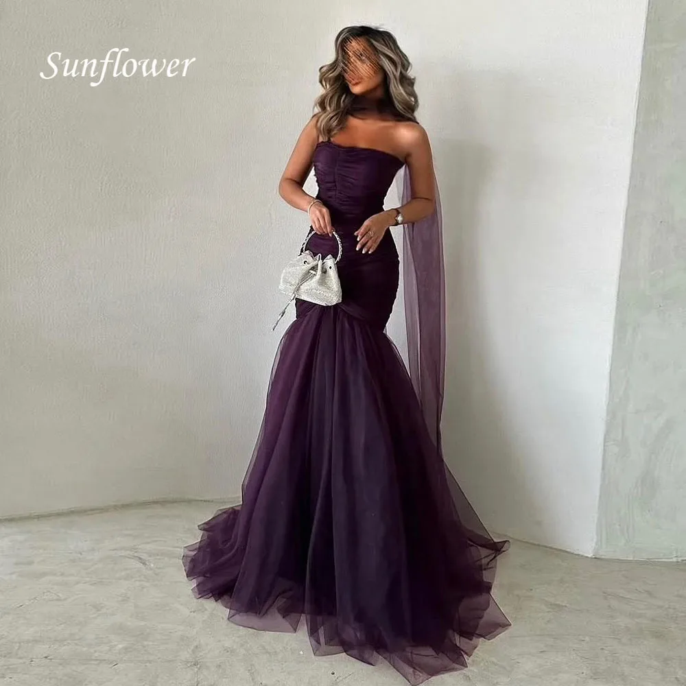 Sunflower Customized Long Evening Dress فساتين السهرة Elegant Strapless Mermaid Floor-Length Tulle Formal Party Gowns with Shawl
Sunflower Customized Long Evening Dress فساتين السهرة Elegant Strapless Mermaid Floor-Length Tulle Formal Party Gowns with Shawl