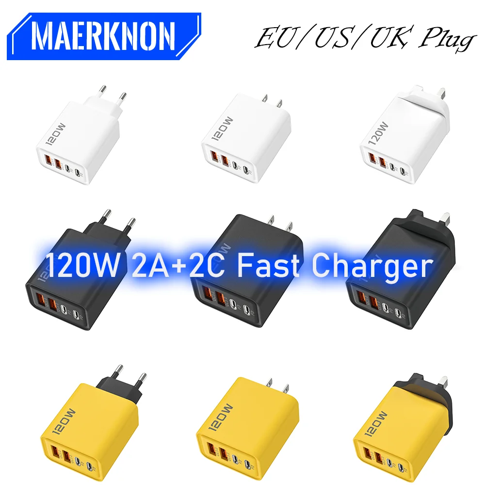 120W USB C Charger 4 Ports Fast Charging Wall Charger EU/US/UK Plug For iPhone Samsung Galaxy Xiaomi 15 Mobile Phone Accessories
120W USB C Charger 4 Ports Fast Charging Wall Charger EU/US/UK Plug For iPhone Samsung Galaxy Xiaomi 15 Mobile Phone Accessories