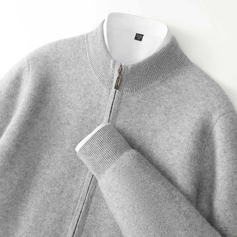 Autumn And Winter New 100% Pure Wool Sweater Men's Half-High Neck Thick Zipper Cardigan Business Casual Knitted Sweater Coat
Autumn And Winter New 100% Pure Wool Sweater Men's Half-High Neck Thick Zipper Cardigan Business Casual Knitted Sweater Coat