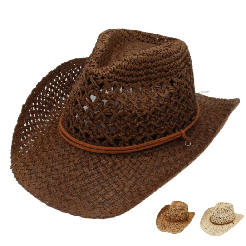 Vintage Western Style Woven Straw Cowboy Hat Breathable Hollow Out Ethnic Fedora for Outdoor Travel Beach Vacation For Men Women
Vintage Western Style Woven Straw Cowboy Hat Breathable Hollow Out Ethnic Fedora for Outdoor Travel Beach Vacation For Men Women