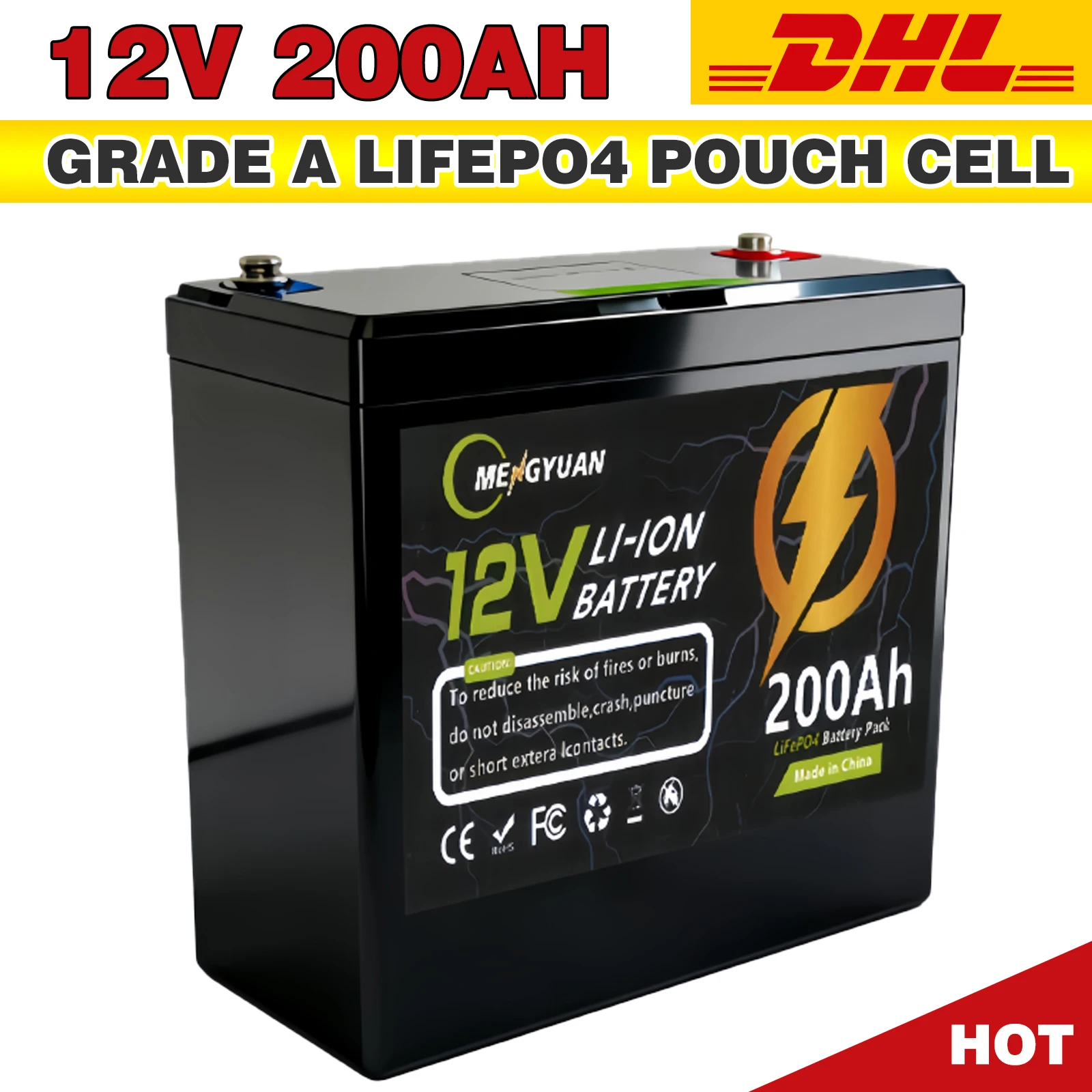 12V 200Ah LiFePO4 Battery 3600Wh Energy 200A BMS A+ Cells With 2-Year Warranty,UL1973,For RV, Van, Trolling Motor,Camp
12V 200Ah LiFePO4 Battery 3600Wh Energy 200A BMS A+ Cells With 2-Year Warranty,UL1973,For RV, Van, Trolling Motor,Camp