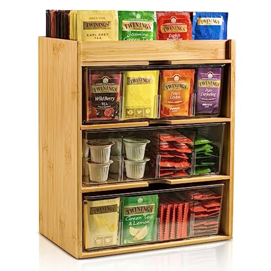 Tea Bag Organizer - Bamboo Tea Storage With Drawer Organizer for Tea Bags Natural Wood and Acrylic for Countertop Office Kitche
Tea Bag Organizer - Bamboo Tea Storage With Drawer Organizer for Tea Bags Natural Wood and Acrylic for Countertop Office Kitche