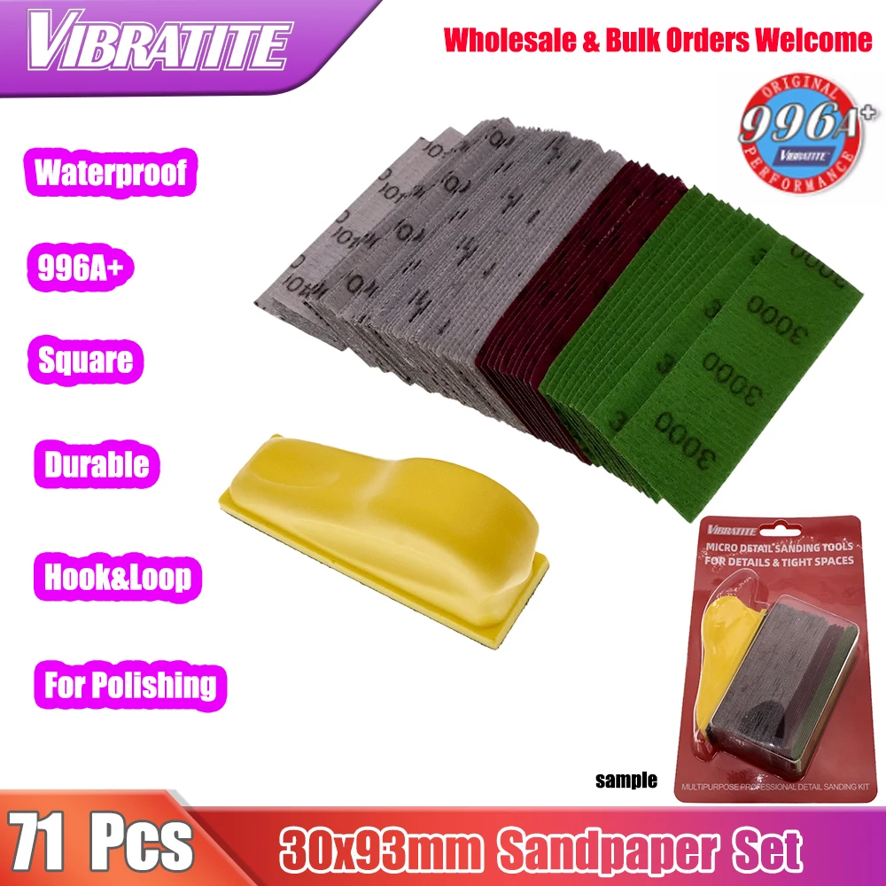 71Pcs 30x90mm Waterproof Abrasive Paper 60-10000 Grit Wet Dry Sandpaper Sheets for Wood Metal Polishing
71Pcs 30x90mm Waterproof Abrasive Paper 60-10000 Grit Wet Dry Sandpaper Sheets for Wood Metal Polishing