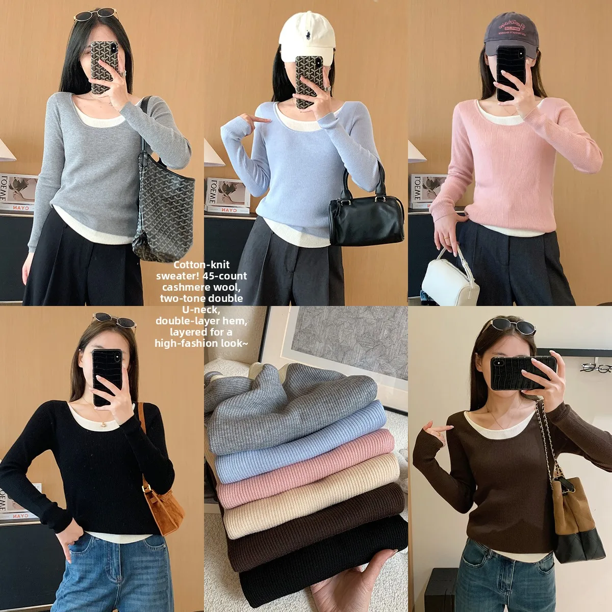Women's Camere Wool Knitted Base irt U-Ne Long Sve Casual Sle Double Layer Color Blo Knitwear for Early Autumn
Women's Camere Wool Knitted Base irt U-Ne Long Sve Casual Sle Double Layer Color Blo Knitwear for Early Autumn