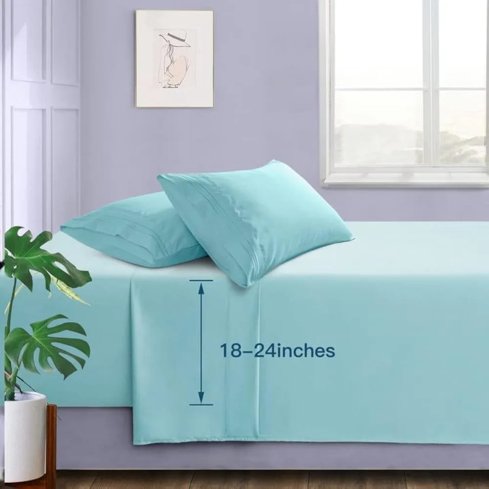 Extra Deep Pocket King Size Sheets - Hotel Luxury 1800 Thread Count Sheets & Pillowcases - Microfiber Bedding Set up to 24" Mat
Extra Deep Pocket King Size Sheets - Hotel Luxury 1800 Thread Count Sheets & Pillowcases - Microfiber Bedding Set up to 24" Mat
