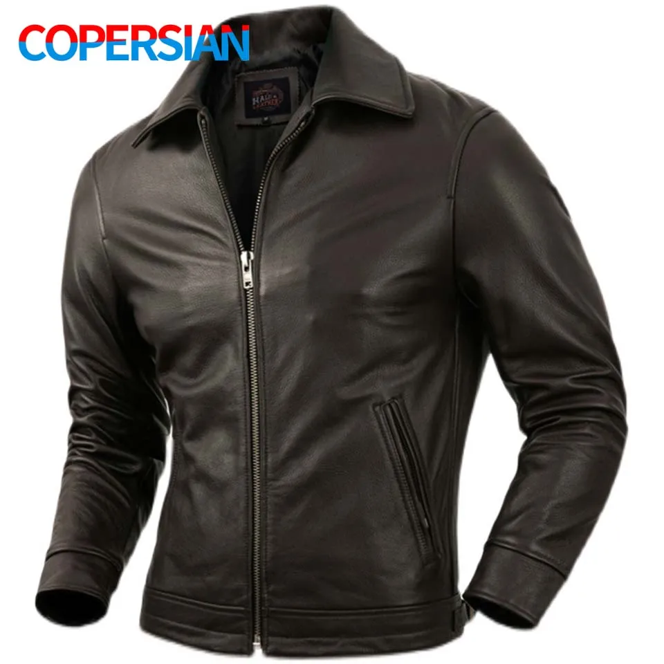 COPERSIAN Pure Top Layer Cowhide Corium Leather Jacket Luxury Men's Lapel Jackets Spring and Autumn Short Casual Leather Coat
COPERSIAN Pure Top Layer Cowhide Corium Leather Jacket Luxury Men's Lapel Jackets Spring and Autumn Short Casual Leather Coat