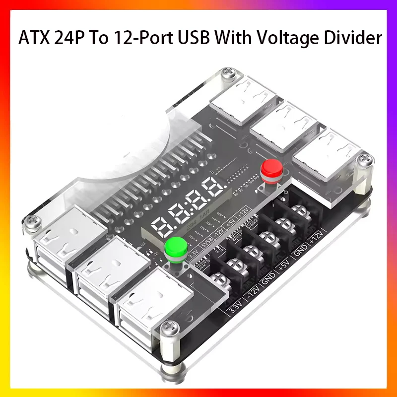 12-портовый USB 3A 3,3 В 5 В 12 В 24-контактный разъем питания Выходное напряжение ATX Плата питания и комплект акрилового корпуса
12-портовый USB 3A 3,3 В 5 В 12 В 24-контактный разъем питания Выходное напряжение ATX Плата питания и комплект акрилового корпуса