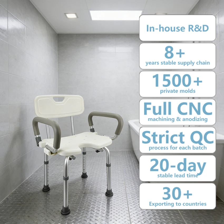 Simplywalk Aluminum Alloy 100KG Bath Shower Chair U Type Shower Room Senior People MDR CE Certification Long-term Partner
Simplywalk Aluminum Alloy 100KG Bath Shower Chair U Type Shower Room Senior People MDR CE Certification Long-term Partner