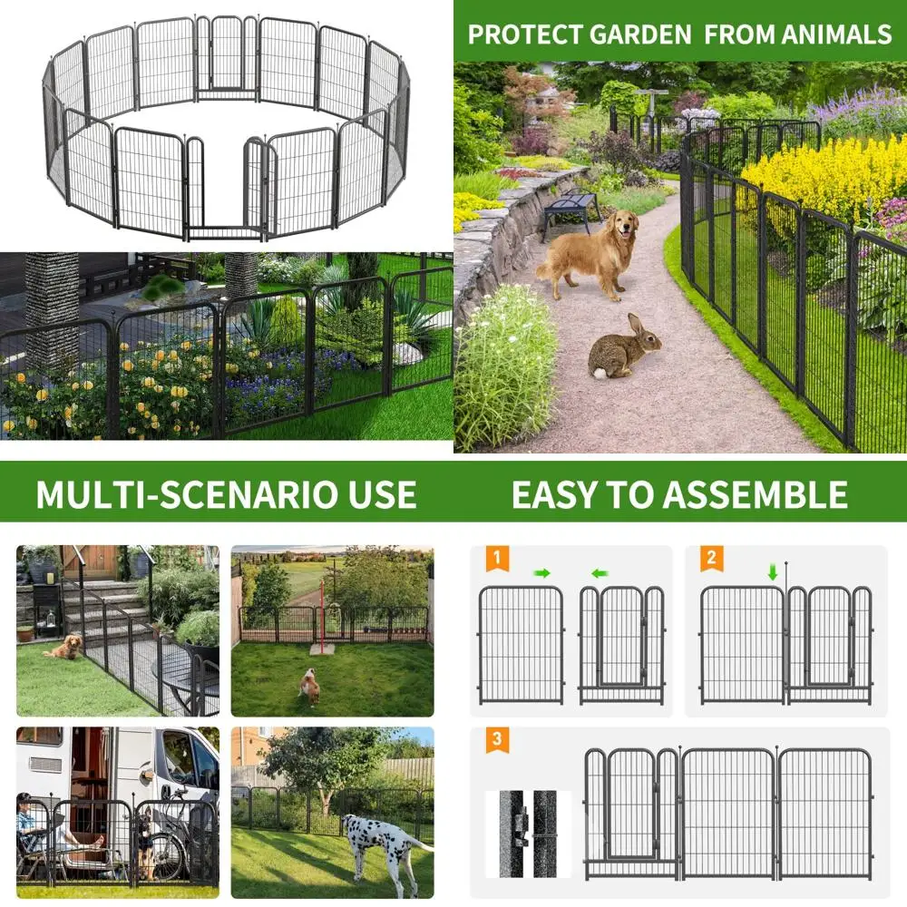 Decorative Garden Metal Fence 36ft (L)×40in (H) with 14 Panels 2 Gate Outdoor, No Dig Rustproof Wire, Animal Barrier Fencing for
Decorative Garden Metal Fence 36ft (L)×40in (H) with 14 Panels 2 Gate Outdoor, No Dig Rustproof Wire, Animal Barrier Fencing for