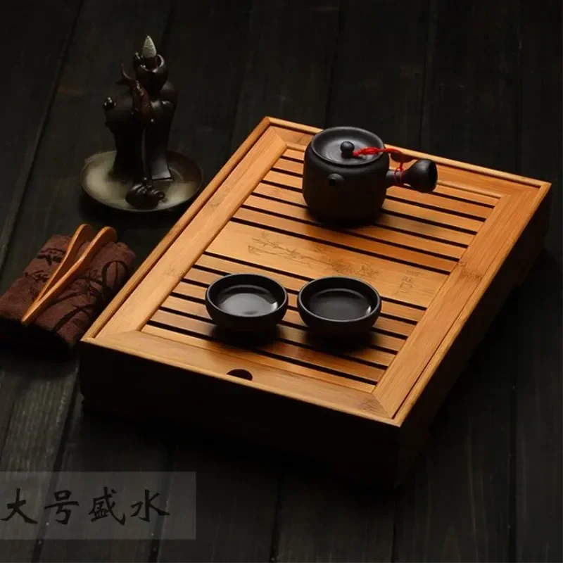 Bamboo Trays Kung FuAccessories Tea Tray Table With Drain Rack Chinese Tea Serving Tray Set